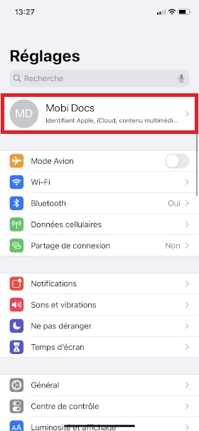 Copier vos données grâce au compte iCloud.